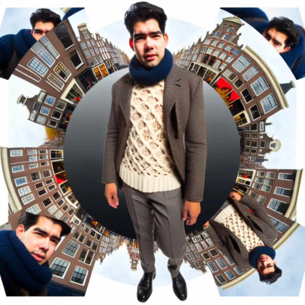 Stedelijk lookbook met verschillende heren knitwear outfits