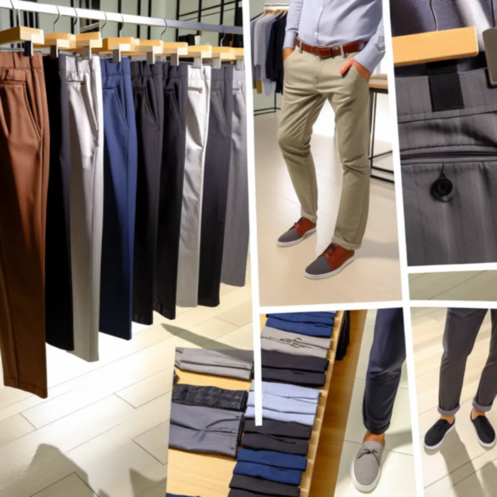 Slim-fit navy chino in urban setting