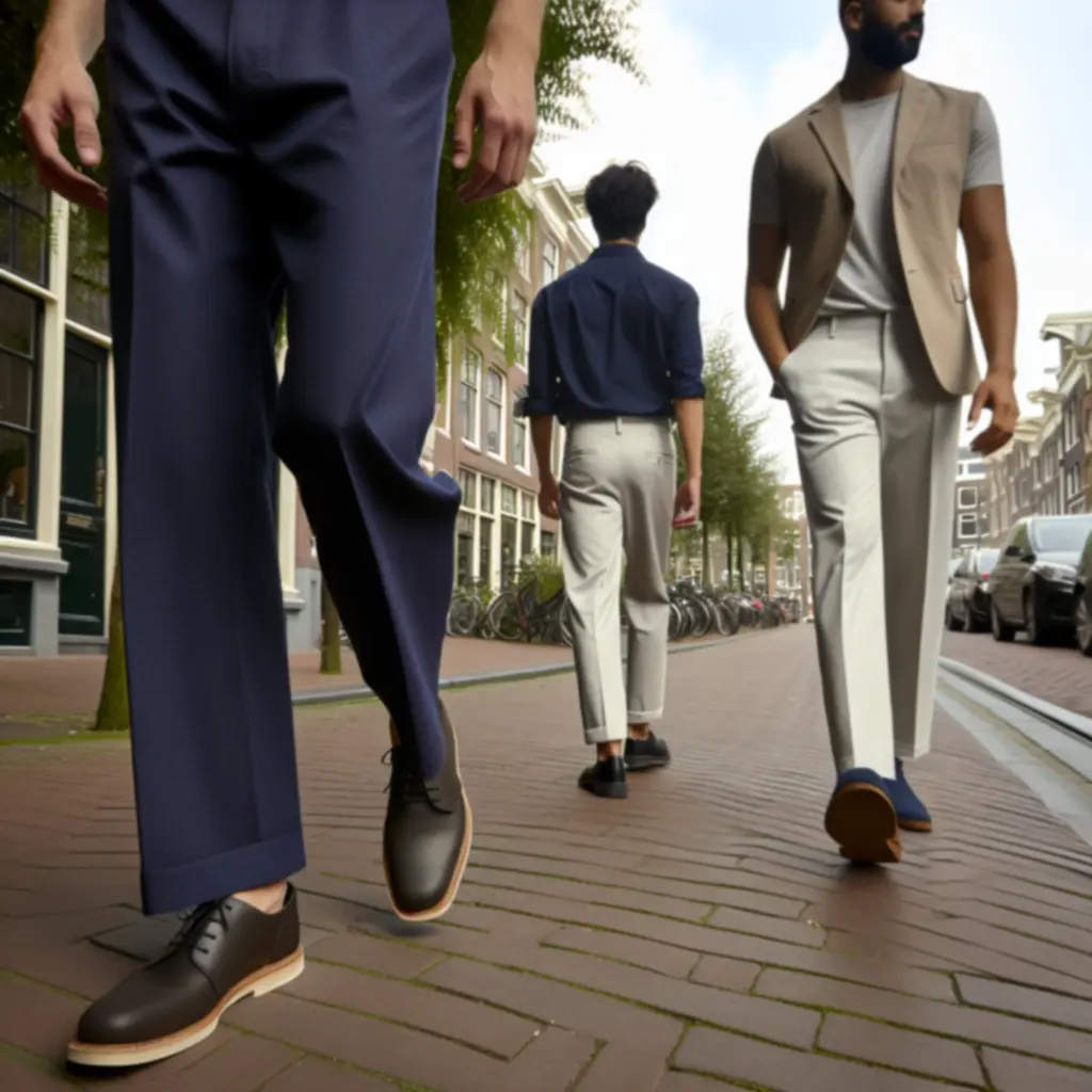 Seizoensgebonden herenbroeken in een urban setting
